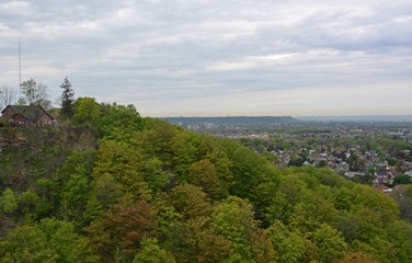 Obraz premium view from the Devils Punch bowl lookout point towards the Stoney Creek community and Hamilton in the far background, Ontario Canada