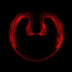 Fractal red wings on a black background