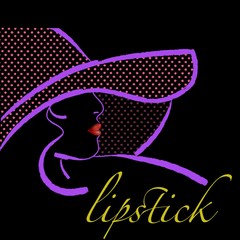 Woman with pink dotted hat and red lips 