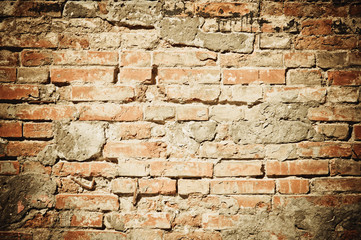 Closeup of the old brick wall