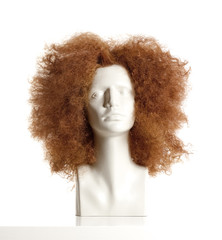 Mannequin Female Head with Wig on White - 123666128