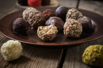 Round homemade chocolates