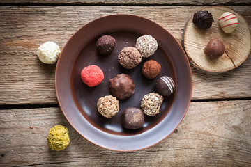 Round homemade chocolates