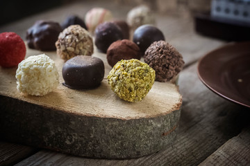 Round homemade chocolates