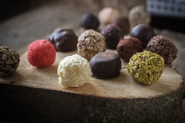 Round homemade chocolates
