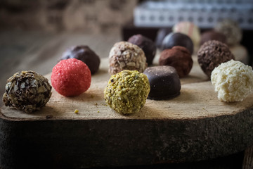 Round homemade chocolates
