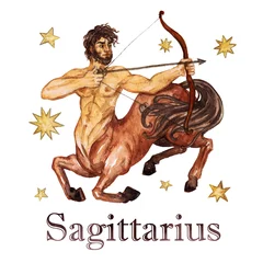 Foto op Aluminium Zodiac sign - Sagittarius.  Watercolor Illustration. Isolated. © nataliahubbert