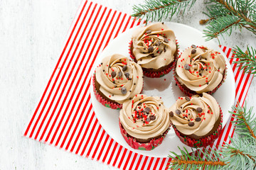 Christmas cupcakes on plate