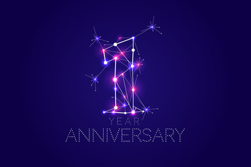 1 year Anniversary design. Abstract form with connected lines an