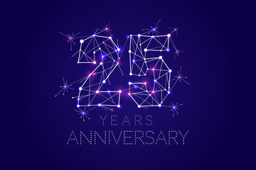 25 years Anniversary design. Abstract form with connected lines