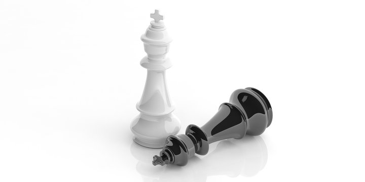 Chess kings on white background. 3d illustration