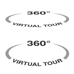 Vector symbols for virtual tour, oval labels.