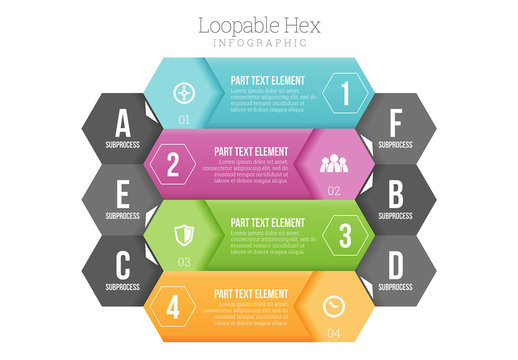 Variable Size Stacked Hexagonal Tiles Infographic