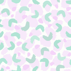 Abstract seamless pattern with hand painted brush strokes in pink and green.
