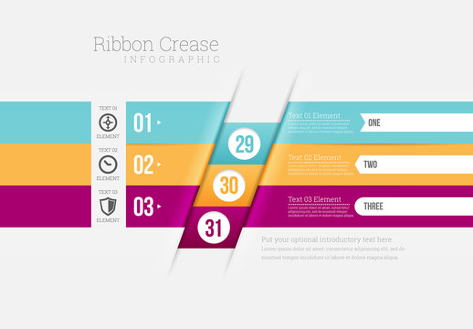 Three Banner with Offset Tabs Infographic
