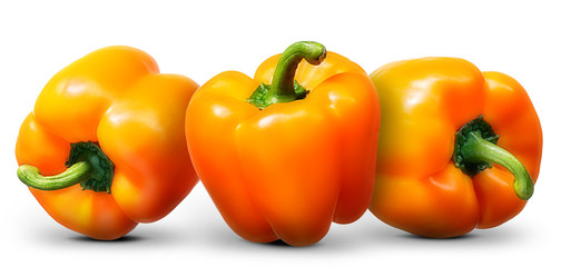 Group of orange pepper isolated on white background.