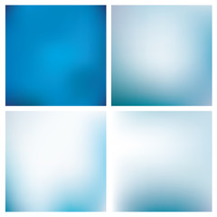 Set of abstract blurred backgrounds. Gradient mesh in sky blue colors. Abstract blurry smooth vector images. Easy editable soft colored illustration in eps8 without transparency.
