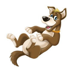 Cartoon happy dog - farm animal - isolated - illustration for children