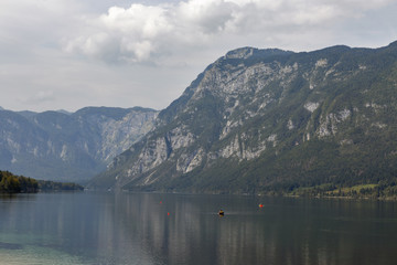 Bohinj Lake landscape and Julian Alps, Slovenia.