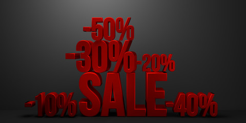 sale shopping discount sale 3d render