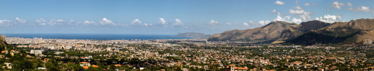 Fototapeta na wymiar Panorama of Palermo, Sicily from Monte Caputo