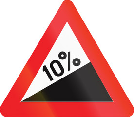 Belgian warning road sign - - Steep hill upward