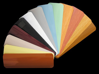 venetian blinds color chart, isolated on black