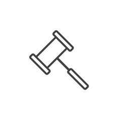 Gavel line icon, Judge Hammer outline vector logo illustration, linear pictogram isolated on white