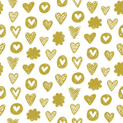 Vector heart pattern in golden color