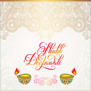 Happy Diwali gold greeting card with hand written inscription to