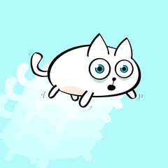 Scared Cartoon Cat Jumping. Isolated Vector Illustration.
