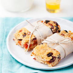 Granola, oatmeal, oat bars with dried cranberry