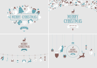Merry Christmas decoration and card design. Happy New Year desig
