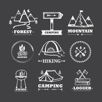 Set of vector logos camping