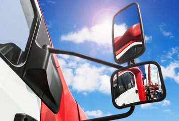 rear-view mirror on the truck