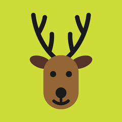Christmas deer Icon in flat style - vector illustration.