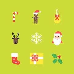 Christmas icons collection. Set of new year isolated symbols in flat style. Vector elements for your design.