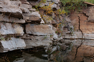 stone cliff on the lake