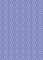 tiled pattern of white flowers on a blue background 