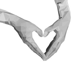 hands heart love shape polygon