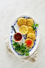 pancakes with cauliflower sauce adjika