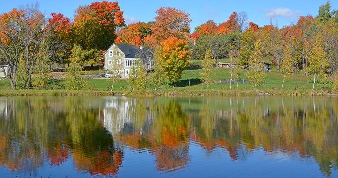 Fall Landscape Eastern Township Bromont, Quebec, Canada  