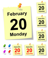 20 February, sheet of calendar. vector