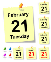 21 February, sheet of calendar. vector