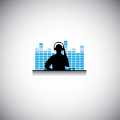 Fototapeta premium DJ with console and equalizer background