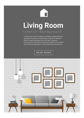 Interior design Modern living room banner , vector, illustration
