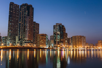 Fototapeta na wymiar Night view of Sharjah UAE