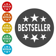 Best seller round icon set, colored circle design internet buttons