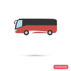 Color flat travel bus icon. Flat design