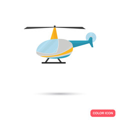 Color flat helicopter icon. Flat design